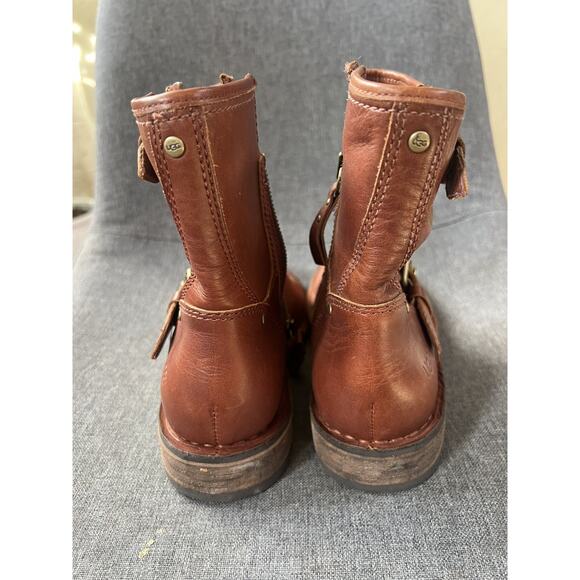Uggs Australia Short Moto Buckles Zip Fabrizia Boots Leather Women’s sz 8 - Picture 6 of 7